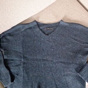 Peruvian Connection V-Neck Sweater in Deep Blue